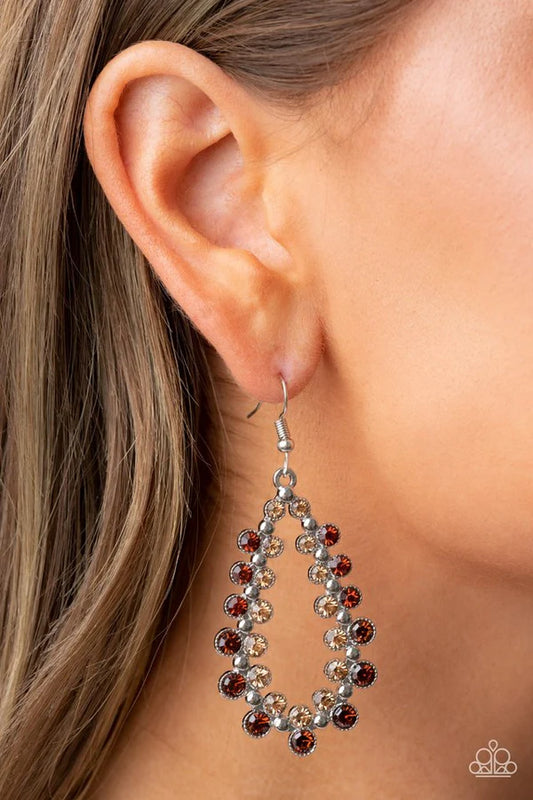 Paparazzi Earrings, Its About to Glow Down - Brown