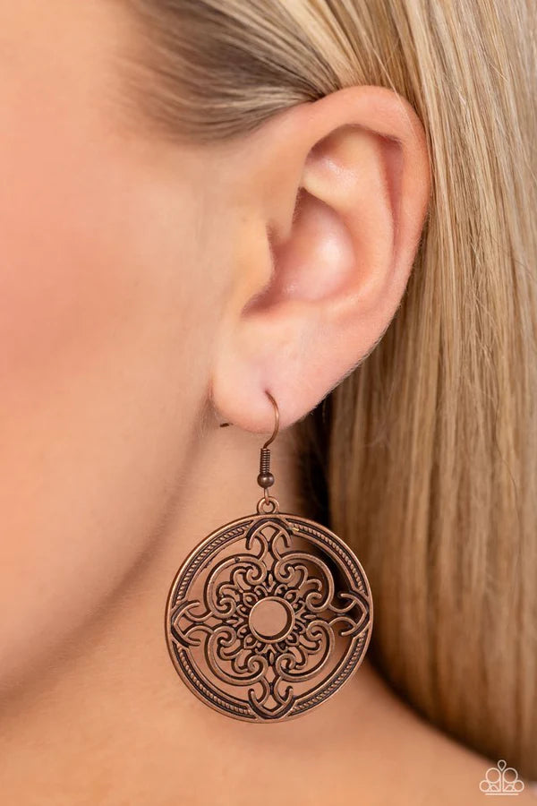 Paparazzi Earrings, Mandela Meditation - Copper