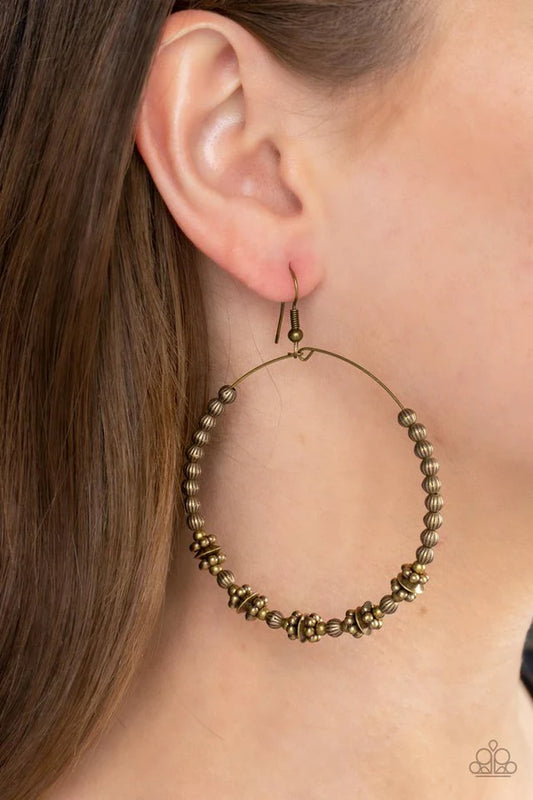 Paparazzi Earrings, Simple Synchrony - Brass