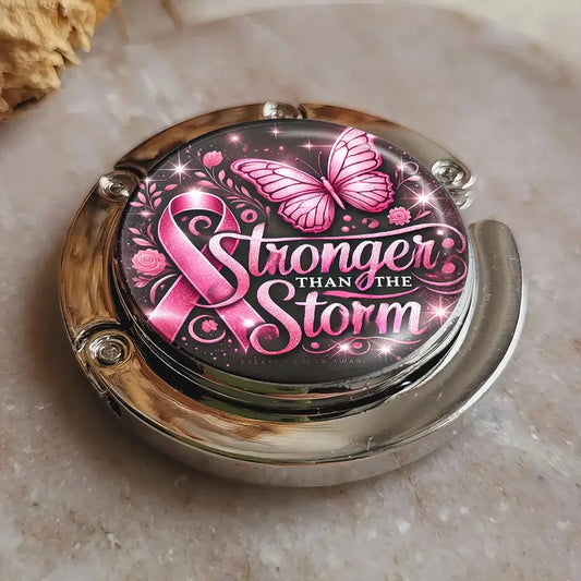 Folded Handbag Holder Table Hook (Stronger Than the Storm Cancer Awareness)