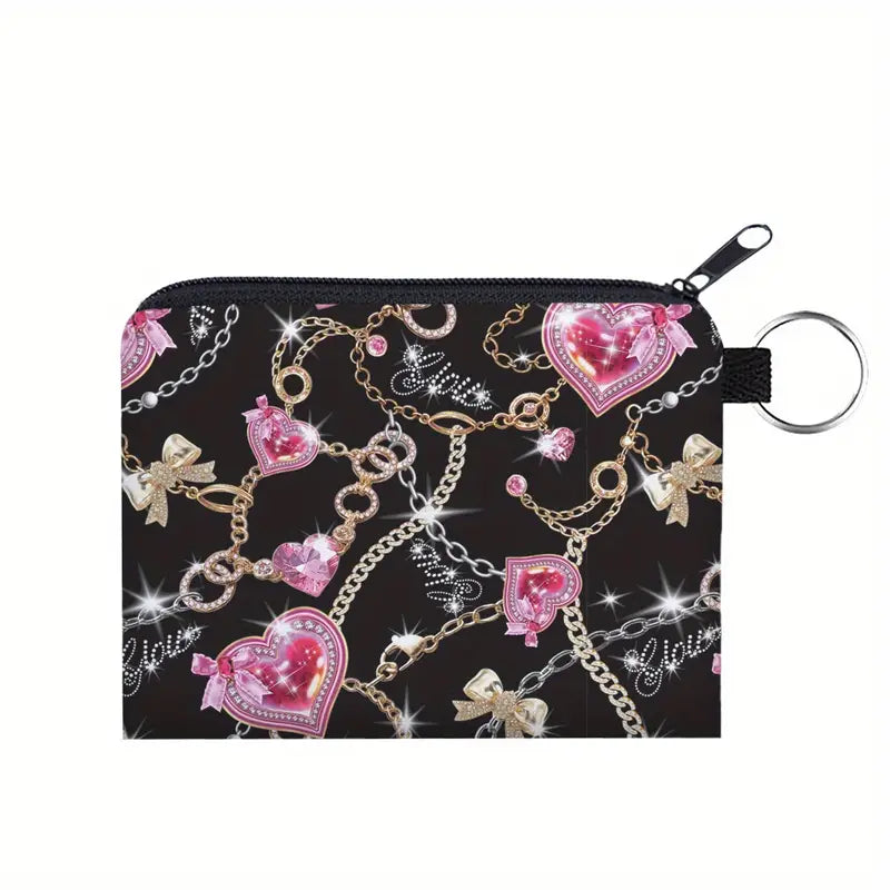 Multipurpose Mini Bag (Black, Pink, Gold, Hearts)