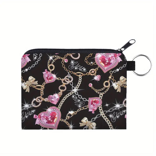Multipurpose Mini Bag (Black, Pink, Gold, Hearts)