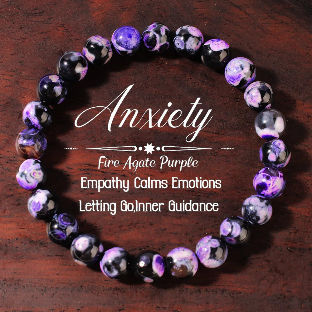 Anti-Anxiety Beaded Bracelet (Multi-Color, Purple)