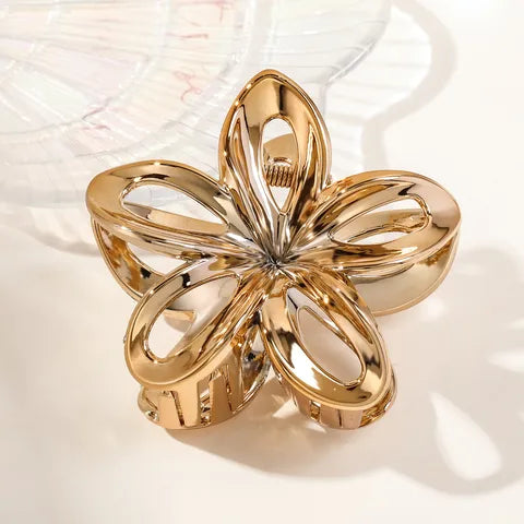 Metallic Gold Flower Hair Claw
