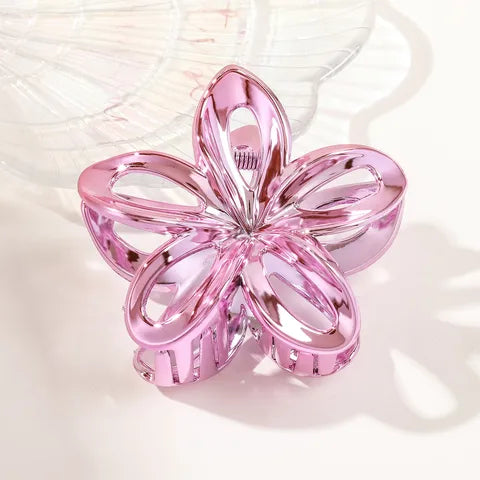 Metallic Pink Flower Hair Claw