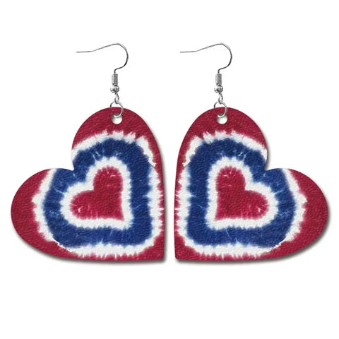 Patriotic Earrings (Red, White, Blue Heart)