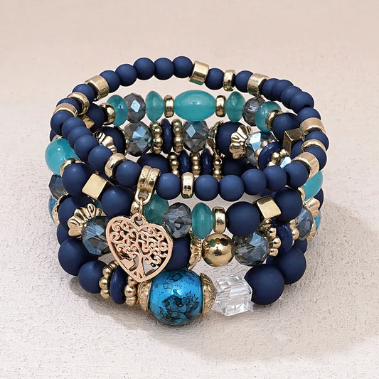 Fashion Multi-layer Bracelet Set (Blue, Multi Colors)