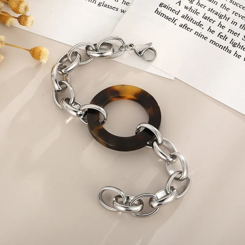 Necklace & Bracelet Set (Silver, Brown, Black)