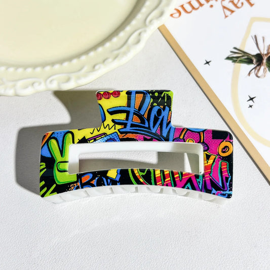 Graphic Print Hair Claw (Multi Colors, Blue, Yellow, Green, Pink)