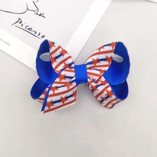 Girls Patriotic Hair Barrette Clip (Red, White, Blue)