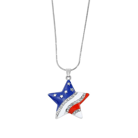 Patriotic Necklace & Earring Set (Red, White, Blue, Star)