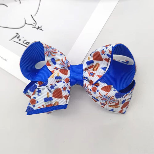 Girls Patriotic Hair Barrette Clip (Red, White, Blue)