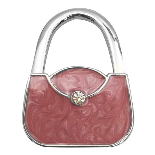 Folded Handbag Holder Table Hook (Purse Shape, Red, Silver)