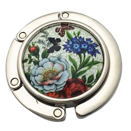 Folded Handbag Holder Table Hook (Floral, Multi-Colors)