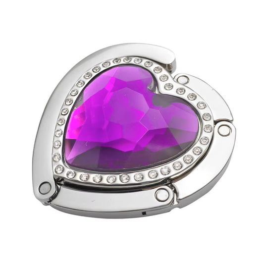 Folded Handbag Holder Table Hook (Crystal Purple Heart)