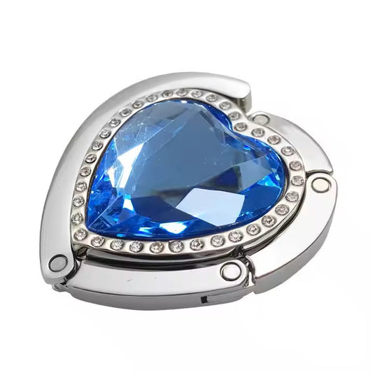 Folded Handbag Holder Table Hook (Crystal Blue Heart)