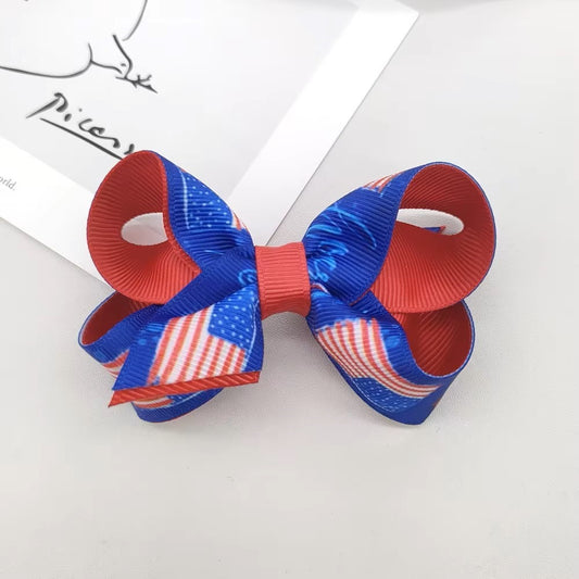 Girls Patriotic Hair Barrette Clip (Red, White, Blue)