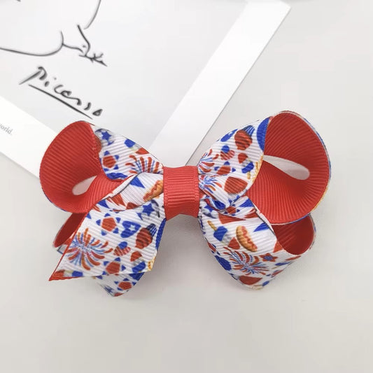 Girls Patriotic Hair Barrette Clip (Red, White, Blue)