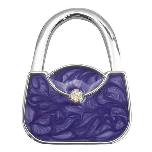 Folded Handbag Holder Table Hook (Purse Shape, Purple, Silver)