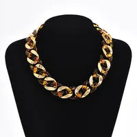 Acrylic Cuban Link Necklace (Gold, Brown)