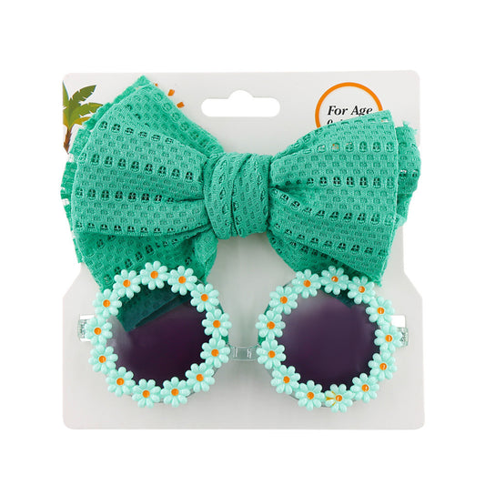 Flower Kids Bow & Sunglasses (Teal)