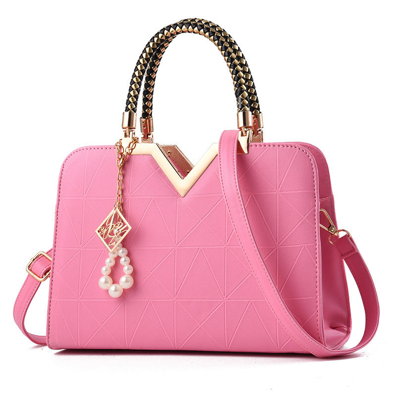 Fashion Handbag (Light Pink, Gold)