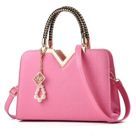 Fashion Handbag (Light Pink, Gold)