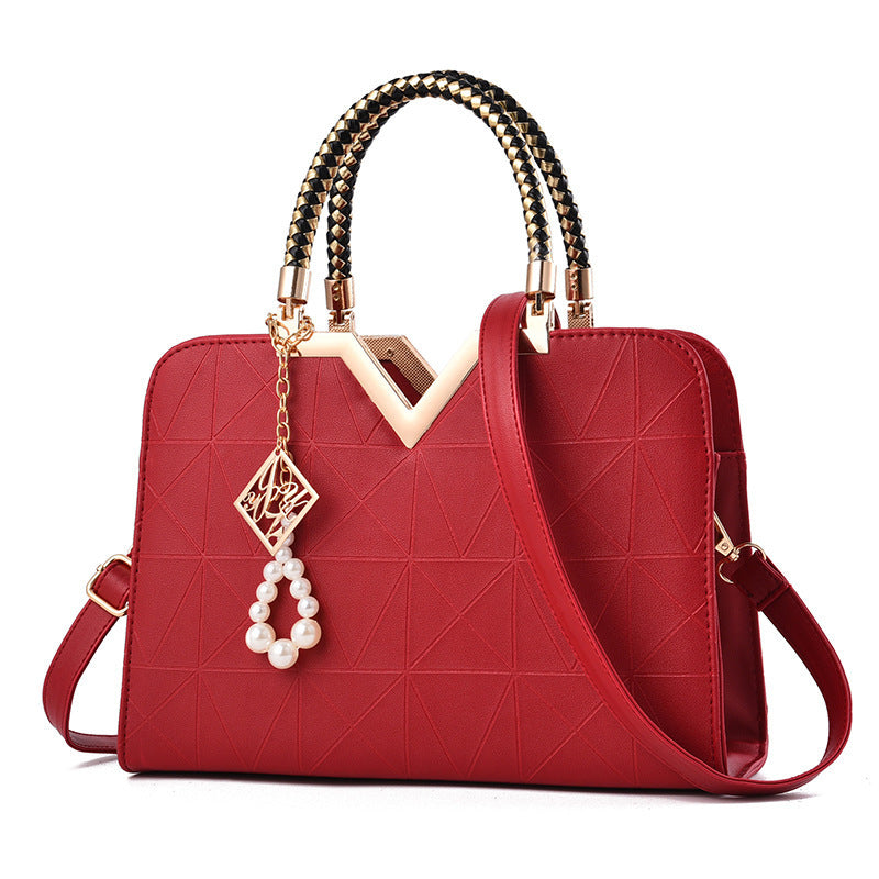 Fashion Handbag (Red, Gold)