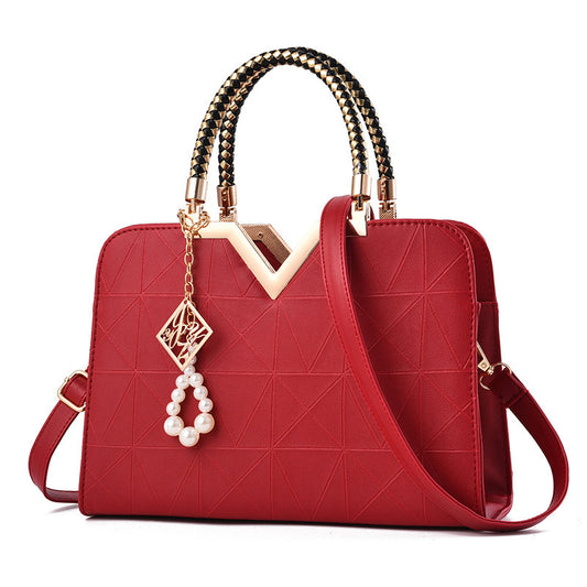 Fashion Handbag (Red, Gold)