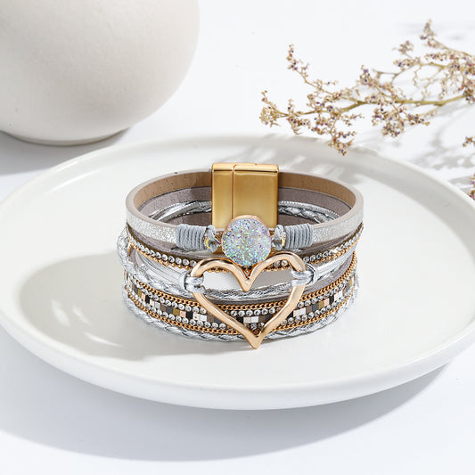 Elegant Classic Style Heart Shape Bracelet (Silver, Gold)