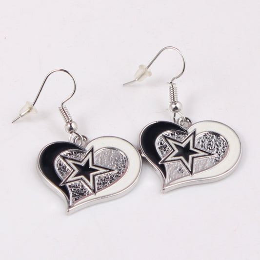 Dallas Cowboys Swirl Heart Earrings