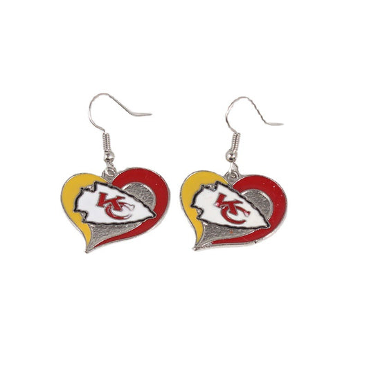 Kansas City Chiefs Swirl Heart Earrings