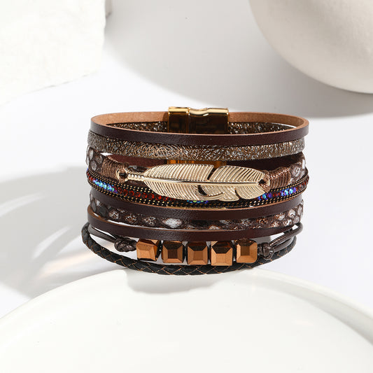 Woven Style Wrap Bracelet (Brown, Gold, Multi Colors)