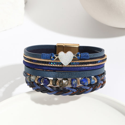 Elegant Classic Style  Small Heart Shape Bracelet (Blue, Silver)