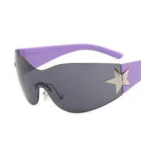 Classic Women Sunglasses Mirror Frameless Multi Color (Purple, Silver, Star)