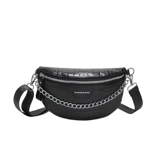 Fashion Fanny Travel Pack Vintage (Black, Silver)