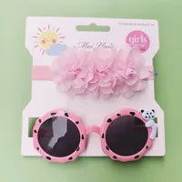 Chiffon Kids Headband & Glasses (Pink)