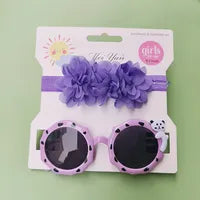 Chiffon Kids Headband & Glasses (Pink)