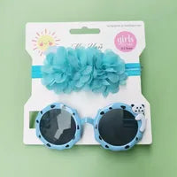 Chiffon Kids Headband & Glasses (Turquoise)