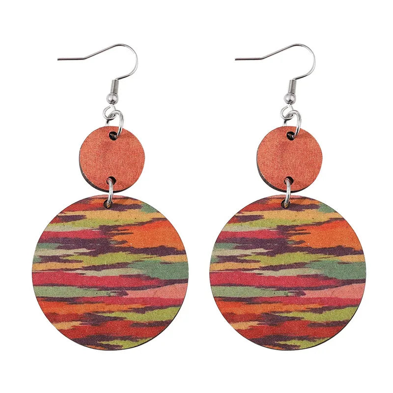 Wood Fashion Earrings (Multi-Color)