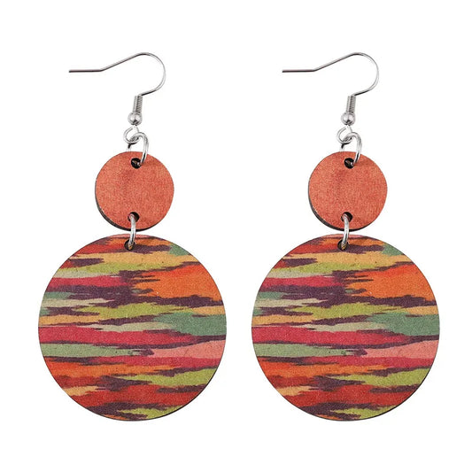 Wood Fashion Earrings (Multi-Color)