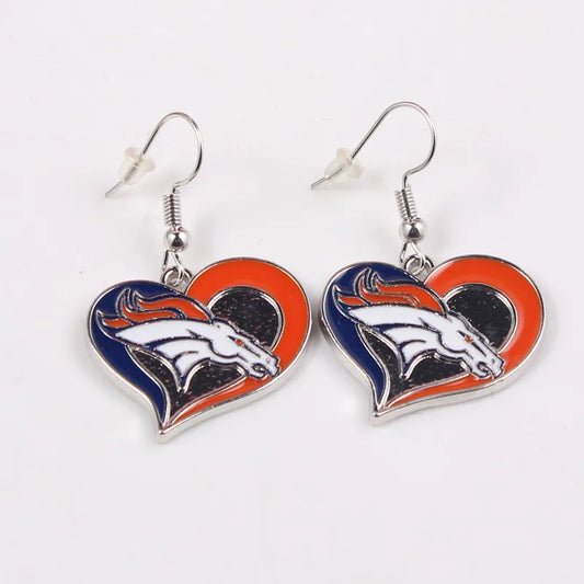 Denver Broncos Swirl Heart Earrings