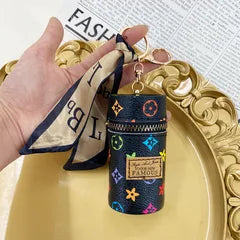 Glam Multicolor Lipstick/Chapstick Holder Keychain (Multicolor, Monogram)