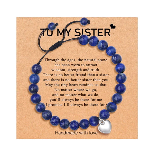 To My Sister Beaded Bracelet (Blue Silver)