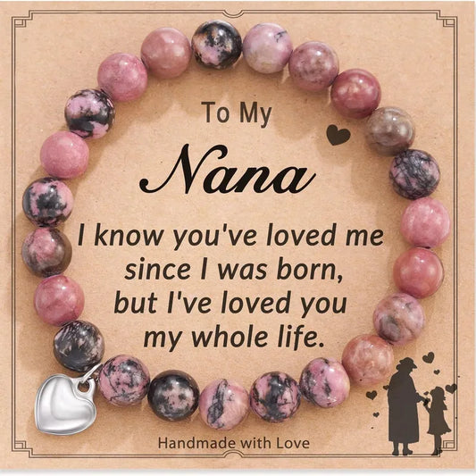 To My Nana Beaded Bracelet (Pink, Marble, Multi-Color)