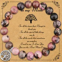 To My Mom Beaded Bracelet (Pink, Marble, Multi-Color)