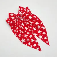 Girls Patriotic Hair Barrette Bow Clip (Red, White Large)