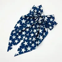 Girls Patriotic Hair Barrette Bow Clip (White, Blue Large)