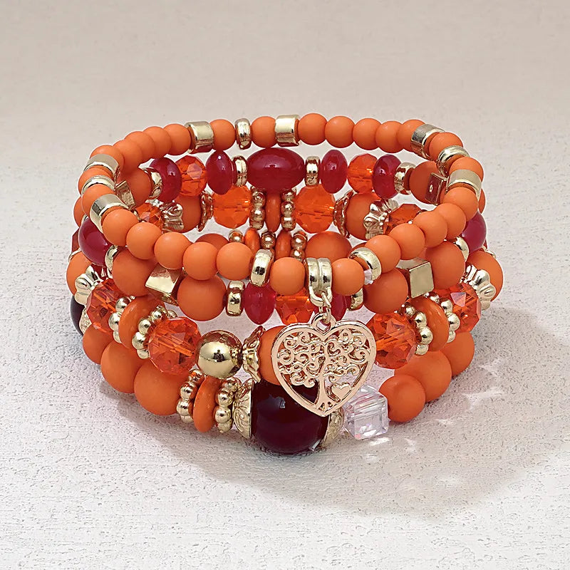 Fashion Multi-layer Bracelet Set (Orange, Multi Colors)