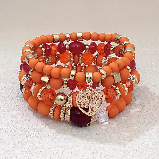 Fashion Multi-layer Bracelet Set (Orange, Multi Colors)